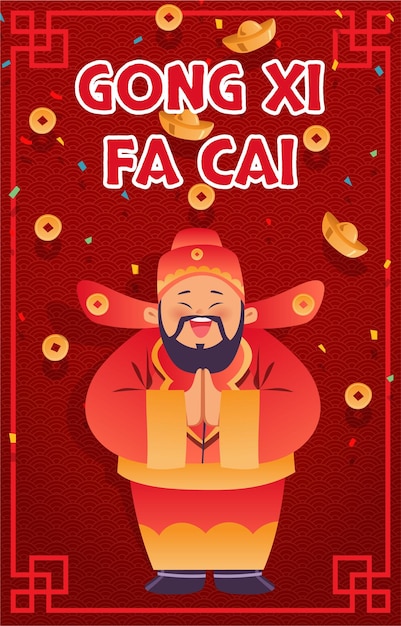 Wektor kartka powitalna gong xi fa cai