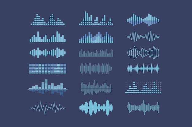 Plik wektorowy kolekcja ikon dźwiękowych fal