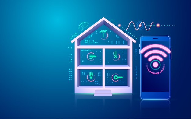 Koncepcja inteligentnego domu lub internetu rzeczy (IOT), Grafika interfejsu technologii domowej