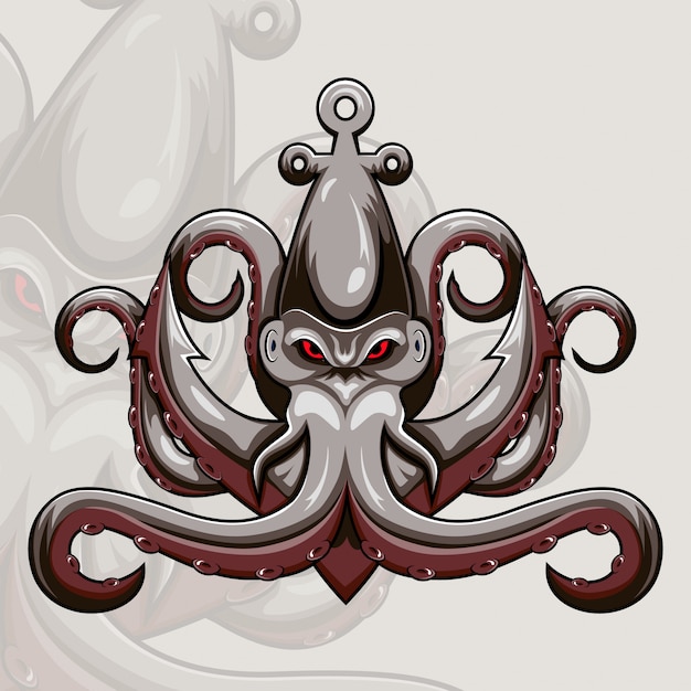 Wektor logo maskotki e-sportowej kraken