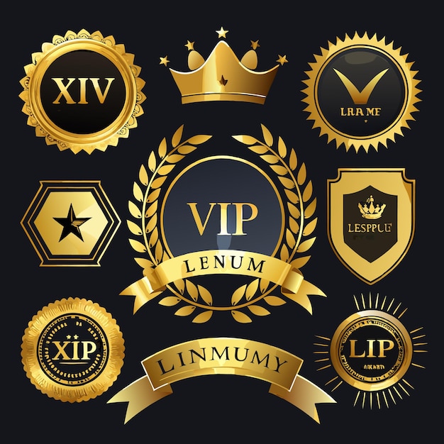 Wektor luxury gold vip i premium badge kolekcja dla ekskluzywnych programów członkostwa