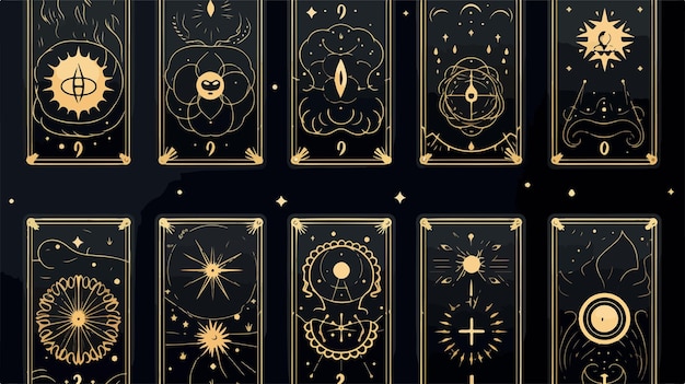 Plik wektorowy mystic tarot cards set for magic design with arcanas (mystyczne karty tarotowe z arcany)