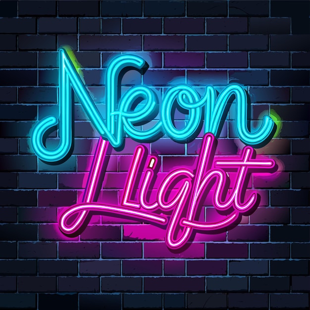 Wektor neonowy znak z napisem neon światło światło