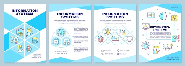 Wektor niebieski szablon broszury systemów informacyjnych