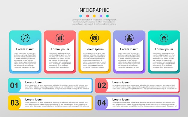 Nowoczesna wizualizacja danych biznesowych Wykres procesu Abstrakcyjne elementy infografiki diagramu wykresu