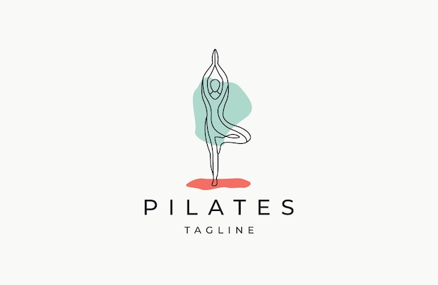 Pilates joga logo ikona szablon projektu płaskie wektor ilustracja