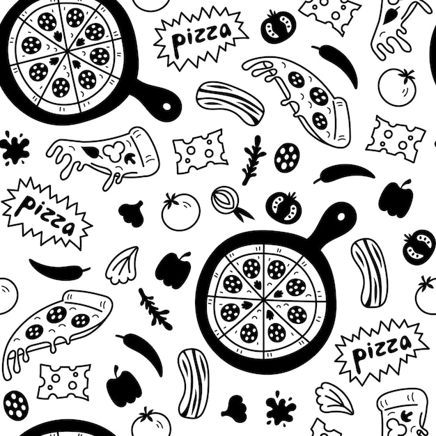 Pizza doodle wzór