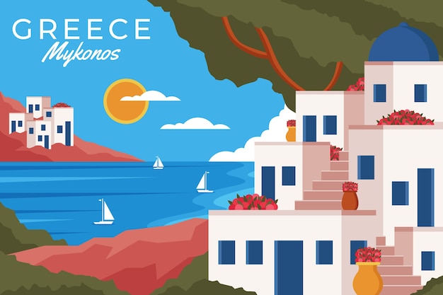 Płaska konstrukcja mykonos ilustracja