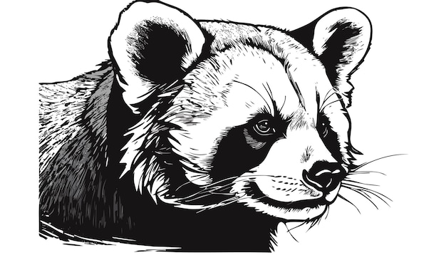 Red Panda Head Sketch Style Portrait Twarzy Zwierzęta Ssak