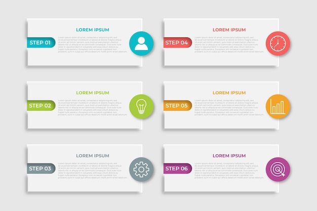 Szablon infografiki biznesowej prezentacji z 6 opcjami