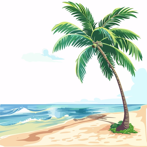 Wektor tropical beach clipart piękna ilustracja o oceanie i piasku