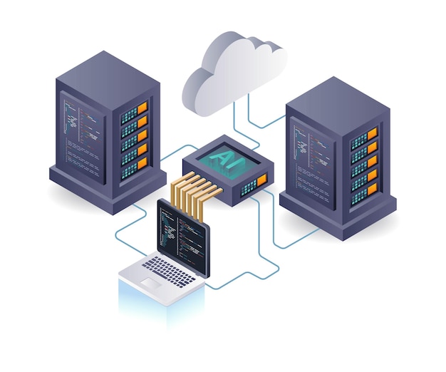 Wektor wdrożenie technologii sztucznej inteligencji w celu zwiększenia bezpieczeństwa serwerów w chmurze