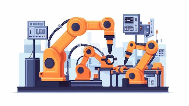 Plik wektorowy zaawansowane programowalne ramiona robotowe obsługiwane zdalnie