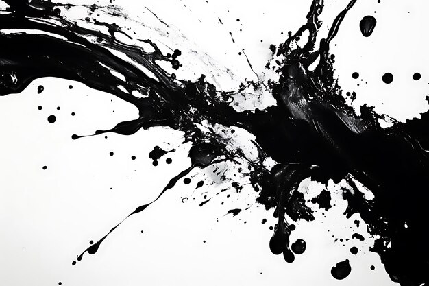 Zdjęcie abstract ink splash art dynamiczna eksplozja czarnego atramentu na białym malowanym na płótnie pędzle odznakowym grunge