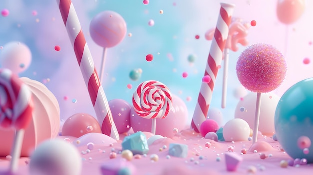 Zdjęcie candyland zainspirowane 3d abstrakcyjne tło z uroczymi akcentami ai generowane ilustracje