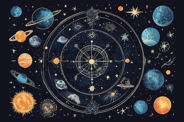 Zdjęcie cudy niebieskie astronomia i astrologia projekt koszulki