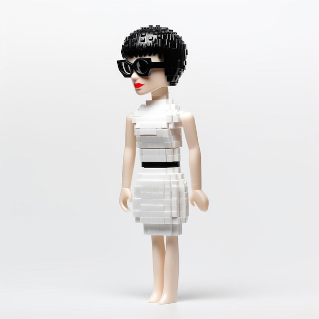 Zdjęcie donna 3d figurka lego z plastikową teksturą i błyszczącym