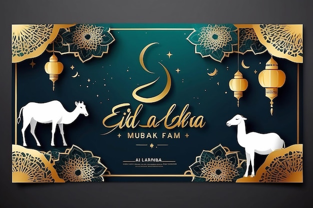 Zdjęcie eid al adha mubarak islamski festiwal szablon baner