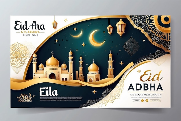 Zdjęcie eid al adha mubarak islamski festiwal szablon baner