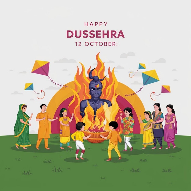 Zdjęcie ilustracja happy dussehra