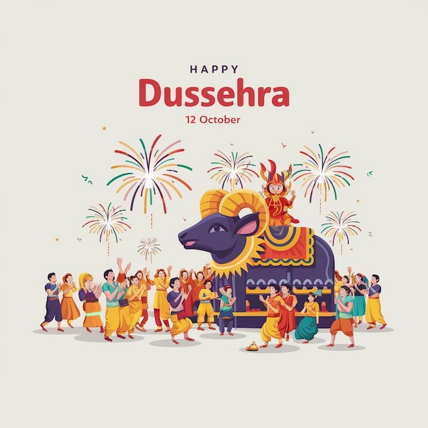 Zdjęcie ilustracja happy dussehra