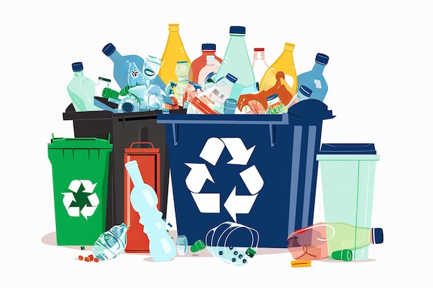 Zdjęcie ilustracja koncepcyjna recycle flat stworzona za pomocą generative ai