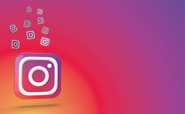 instagram backgraund 3d render, logo mediów społecznościowych