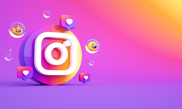 instagram logo ikona kopia przestrzeń zdjęcie premium