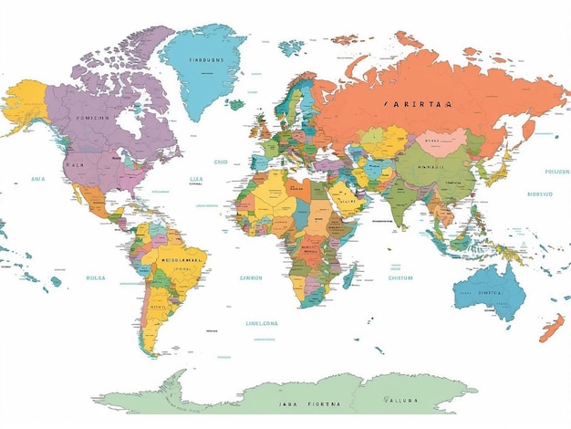 Zdjęcie kolorowa polityczna mapa świata