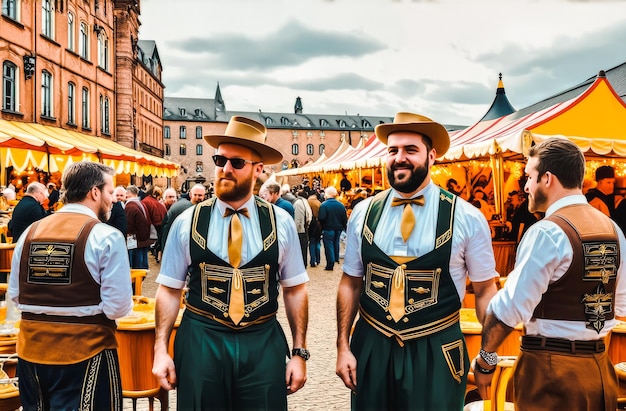 Zdjęcie ludzie podczas świętowania oktoberfestu