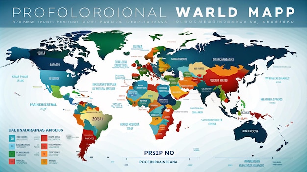 Zdjęcie mapa świata z różnymi kolorowymi mapami, w tym z różnymi krajami