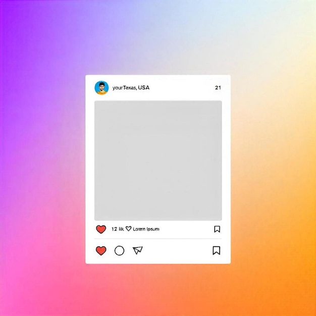 Zdjęcie mockup postów cyfrowych na instagramie z gradientowym tłem i interaktywnymi elementami