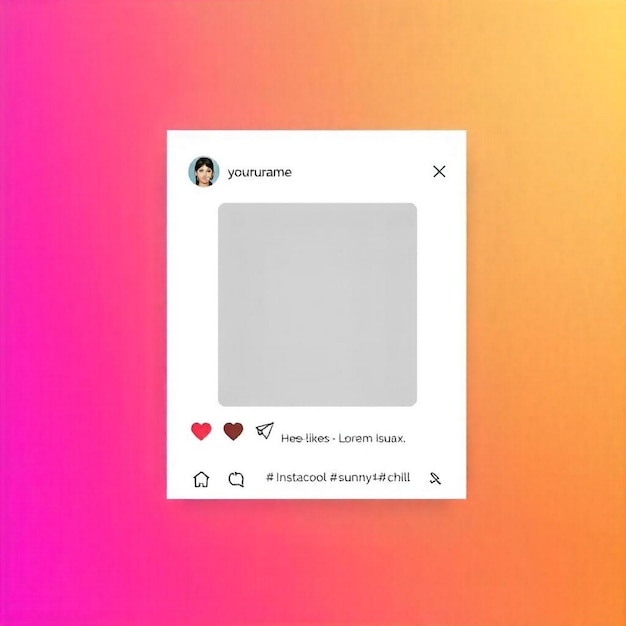 Zdjęcie mockup postów cyfrowych na instagramie z gradientowym tłem i interaktywnymi elementami