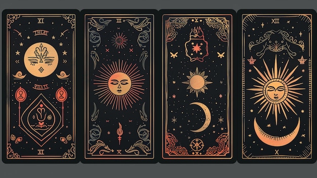 Zdjęcie mystic tarot karty w ciemnej atmosferze na stole