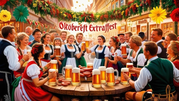 Zdjęcie oktoberfest extravaganza świętowanie tradycji bawarskiej