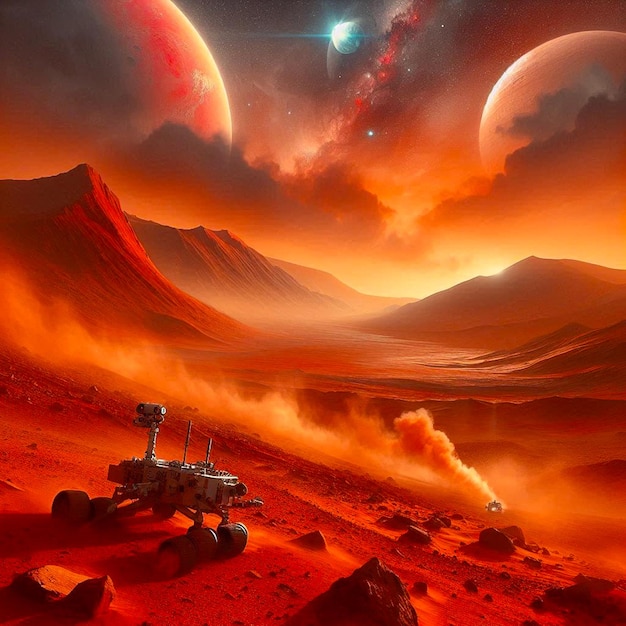 Zdjęcie planeta mars kosmiczny sfera fałszywa ilustracja sztuka fotograficzna