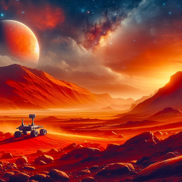 Zdjęcie planeta mars kosmiczny sfera fałszywa ilustracja sztuka fotograficzna