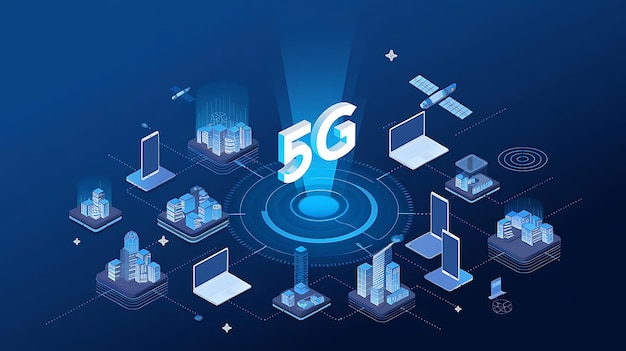 Zdjęcie prędkość komunikacji sieci 5g futuristyczny smartfon zasilany 5g realtime streaming