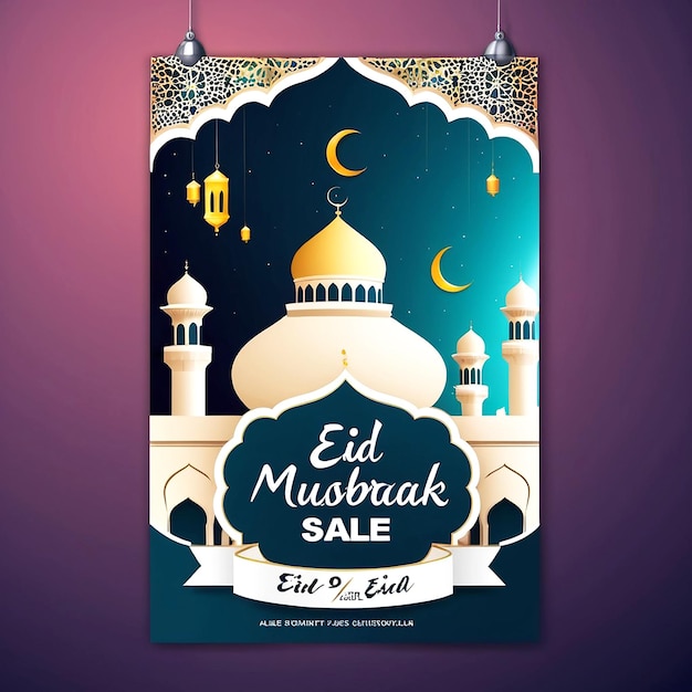 Zdjęcie projekt plakatów eid mubarak sale and discount