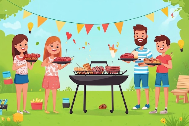 Zdjęcie rodzina na imprezie bbq na backyard web