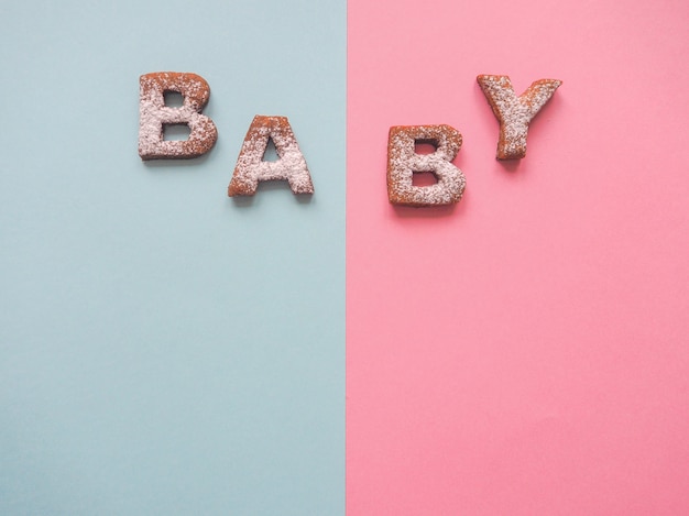 Słowo Baby cookies. Tło żywności