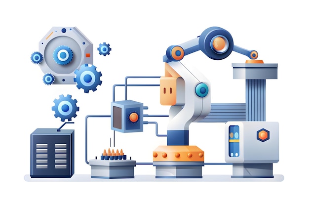 Zdjęcie system sterowania sztuczną inteligencją i koncepcja automatyzacji przemysłowej w fotorealistycznym stylu doskonałe dla izolowanych