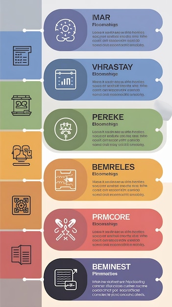 Zdjęcie vertical timeline infographics z pięcioma elementami z ikonami i tekstem