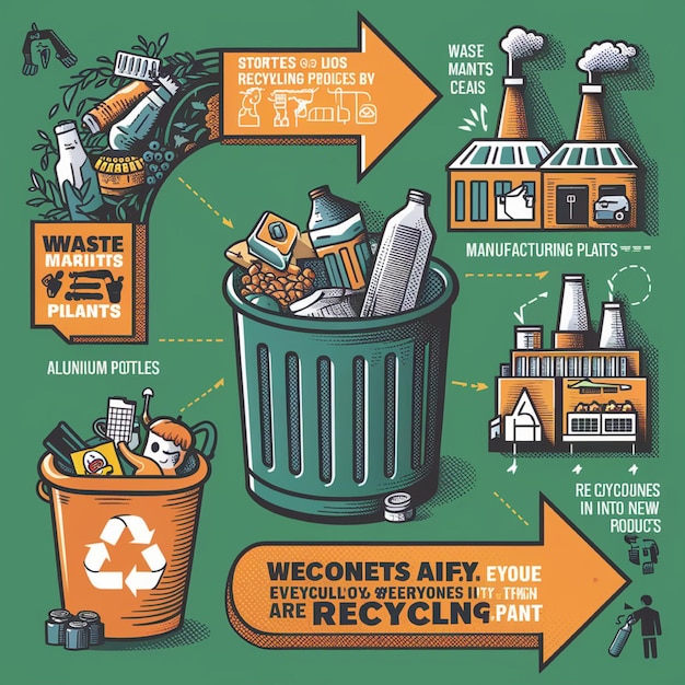 Zdjęcie wektor procesu recyklingu w stylu infografiki