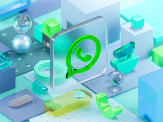 Whatsapp Szkło Geometria Kształty Abstrakcyjna kompozycja Sztuka Renderowanie 3D