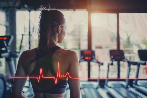 Zdjęcie wzmocniona sportowa kobieta przygotowuje się do treningu w nowoczesnej siłowni o wschodzie słońca