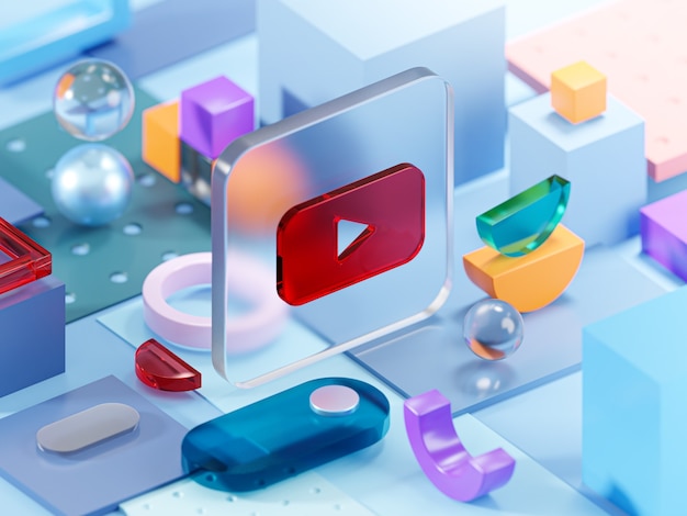 Youtube Szkło Geometria Kształty Kompozycja abstrakcyjna Sztuka Renderowania 3D