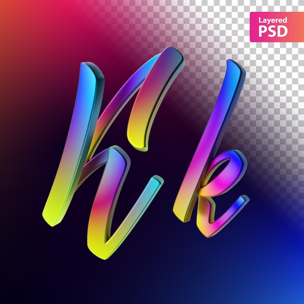 Gratis PSD 3d kalligrafische regenboog kleur letter