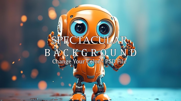 PSD gratuito amichevole positivo cartoon carino robot arancione con faccia sorridente