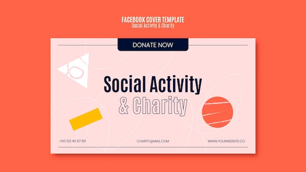 PSD gratuito attività sociale e copertina facebook di beneficenza